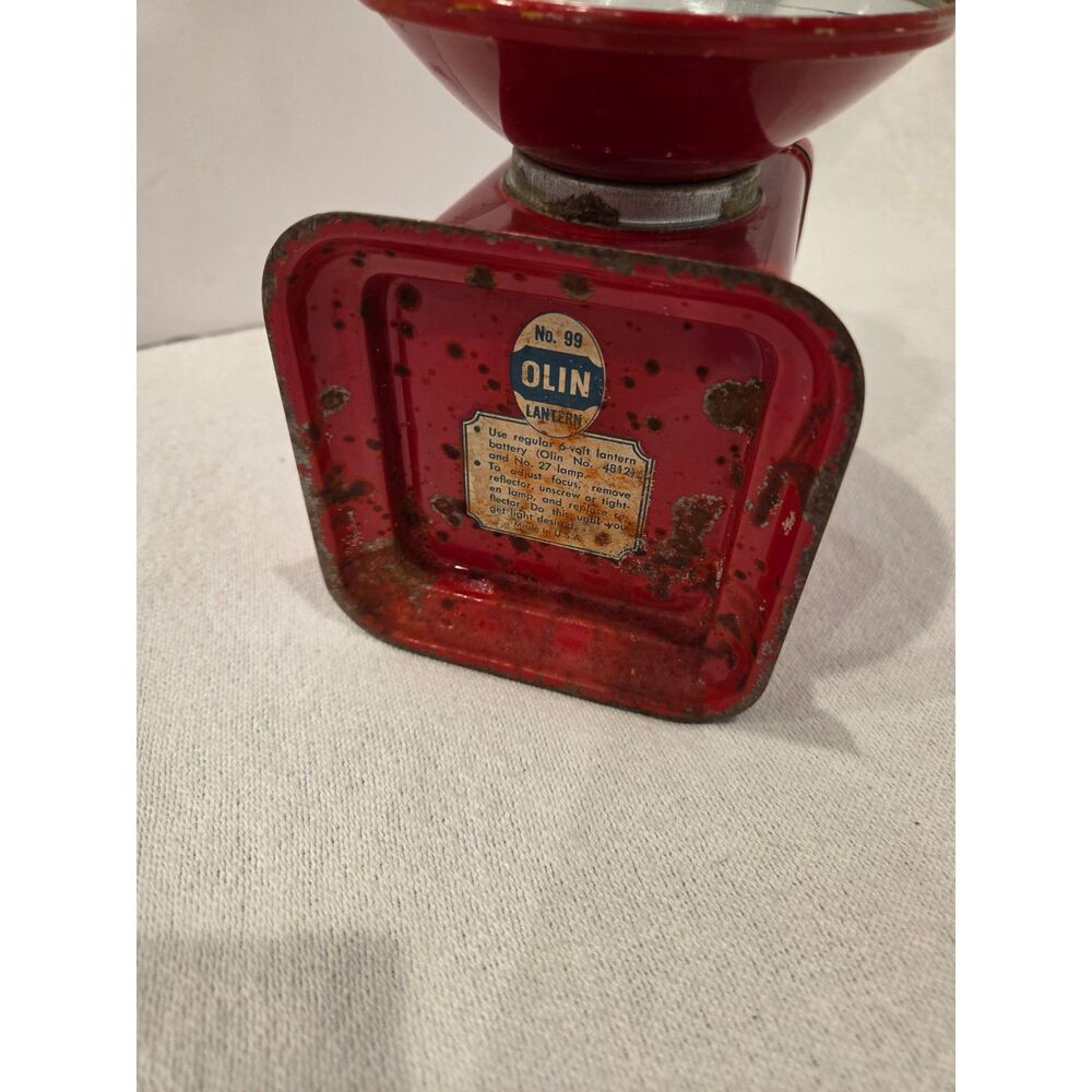 Vintage 1950s Olin No. 99 Red Metal Lantern Flashlight - As Is/Untested - Picture 10 of 11